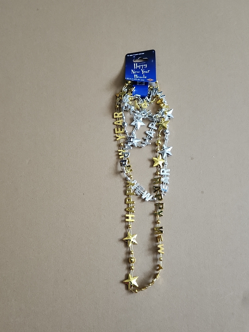 2 Festive 1 Gold & 1 Silver "Happy New Year" Bead Necklace